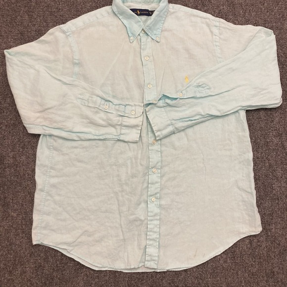Ralph Lauren Men's 100% Linen Shirt Sz XL Button Down Teal - Picture 2 of 11